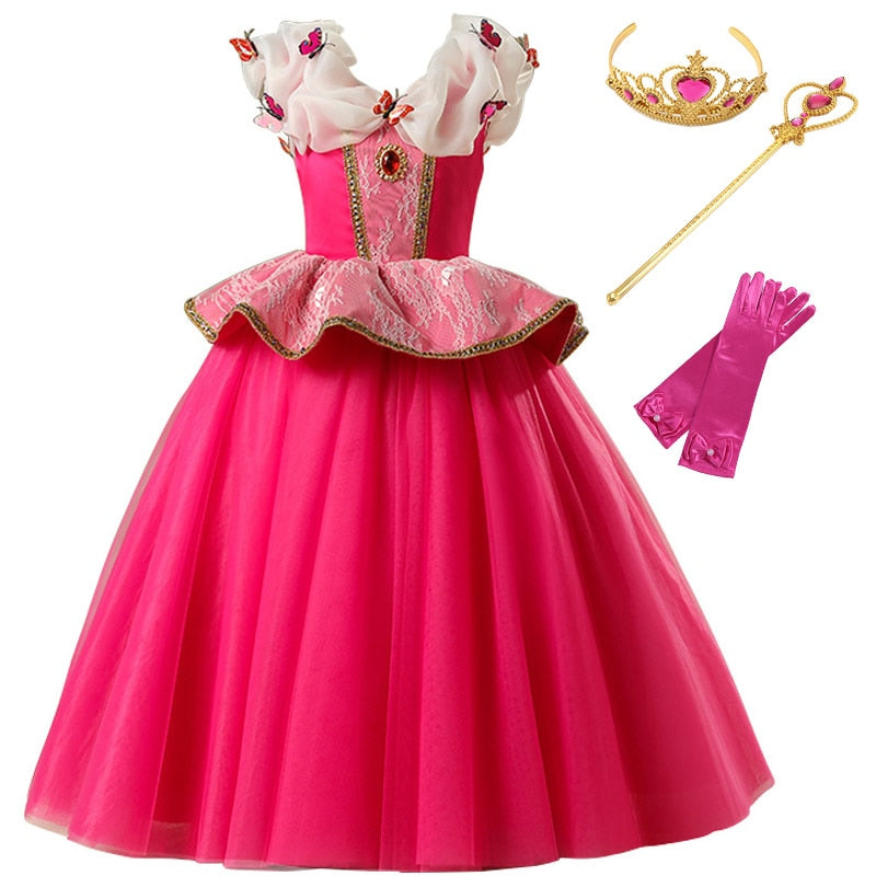 Vestido da Bela Adormecida para crianças - 3 a 8 anos