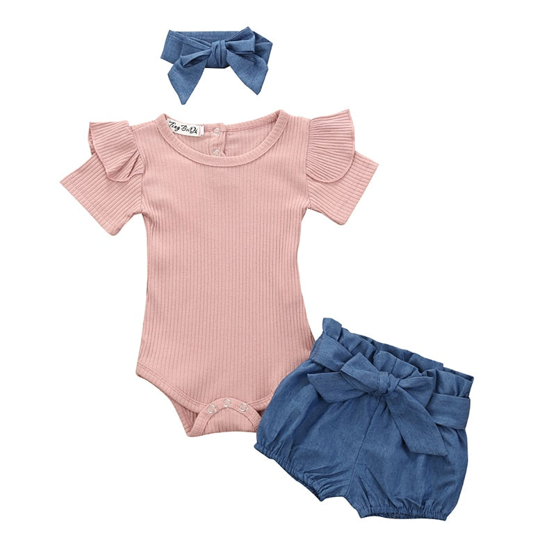 Conjuntos de Body, Short e Lacinho - 0 a 24 Meses