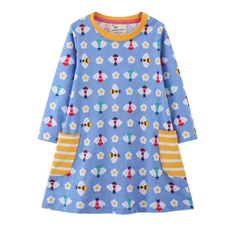 Vestido Manga Longa Para Meninas - 2 a 7 anos