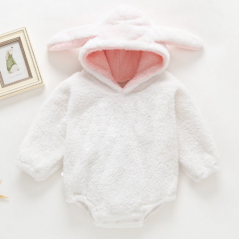 Body Felpudo com Capuz de Coelhinho - 3 meses a 3 anos