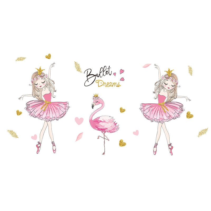 Adesivo decorativo (papel de parede) - flores, flamingo, bailarinas