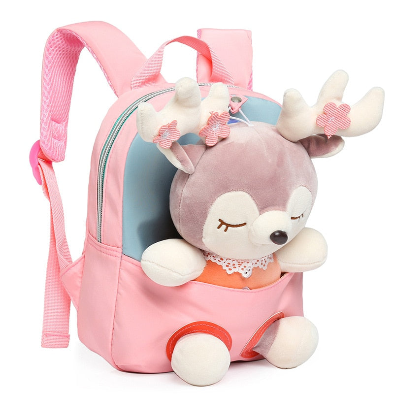 Mochila Escolar Infantil Animais de Pelúcia
