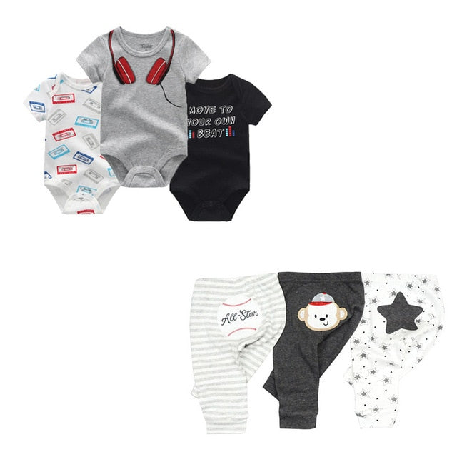 Kits de macacão com calça, 6 ou 9 peças - 3 meses a 1 ano