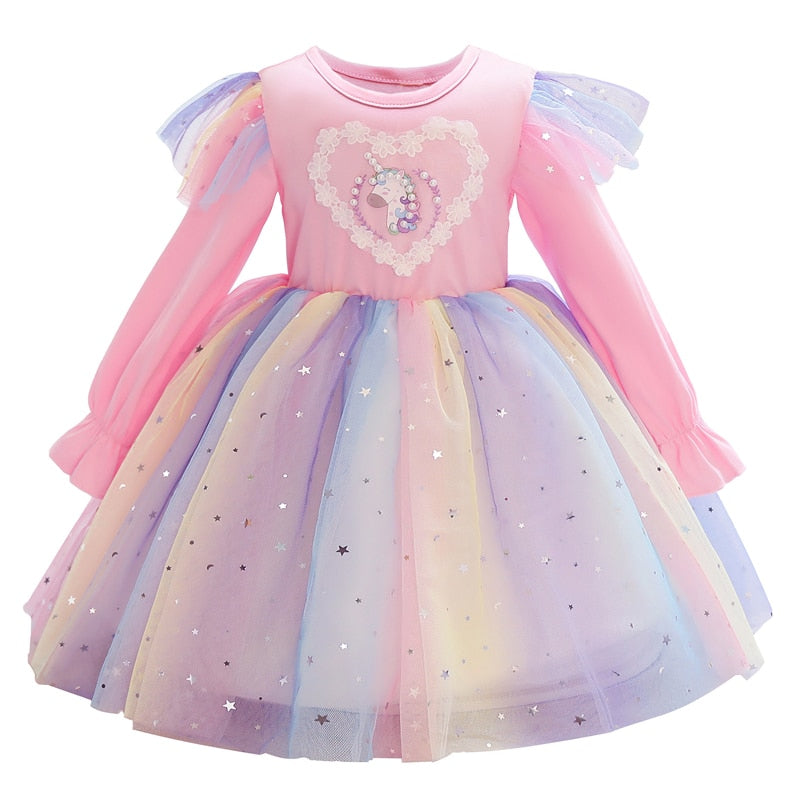 Vestido Unicórnio para meninas - 2 a 10 anos