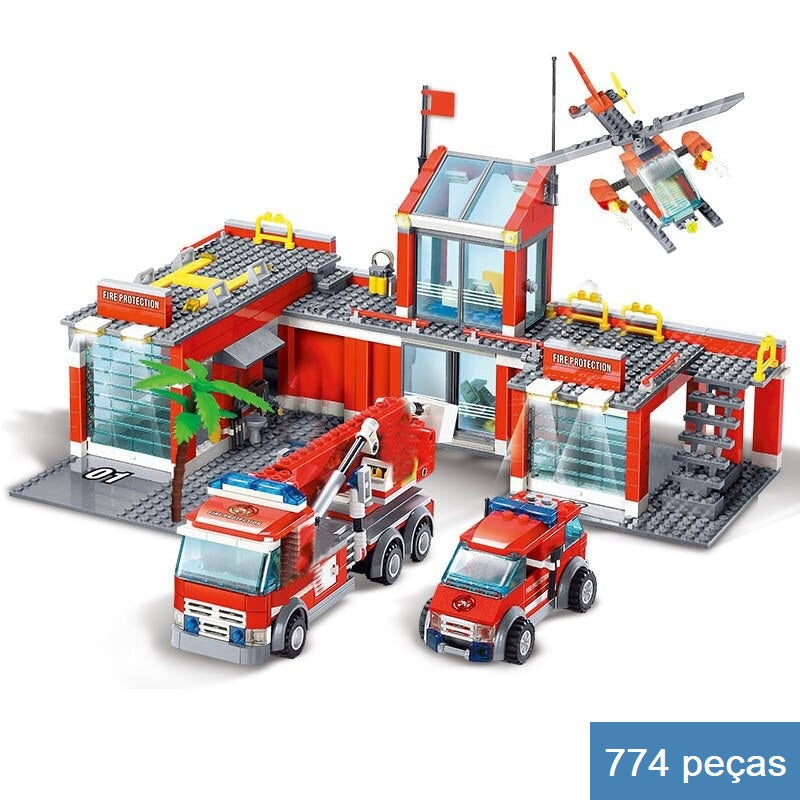 Caminhão de bombeiros, ambulância, helicóptero e muito mais