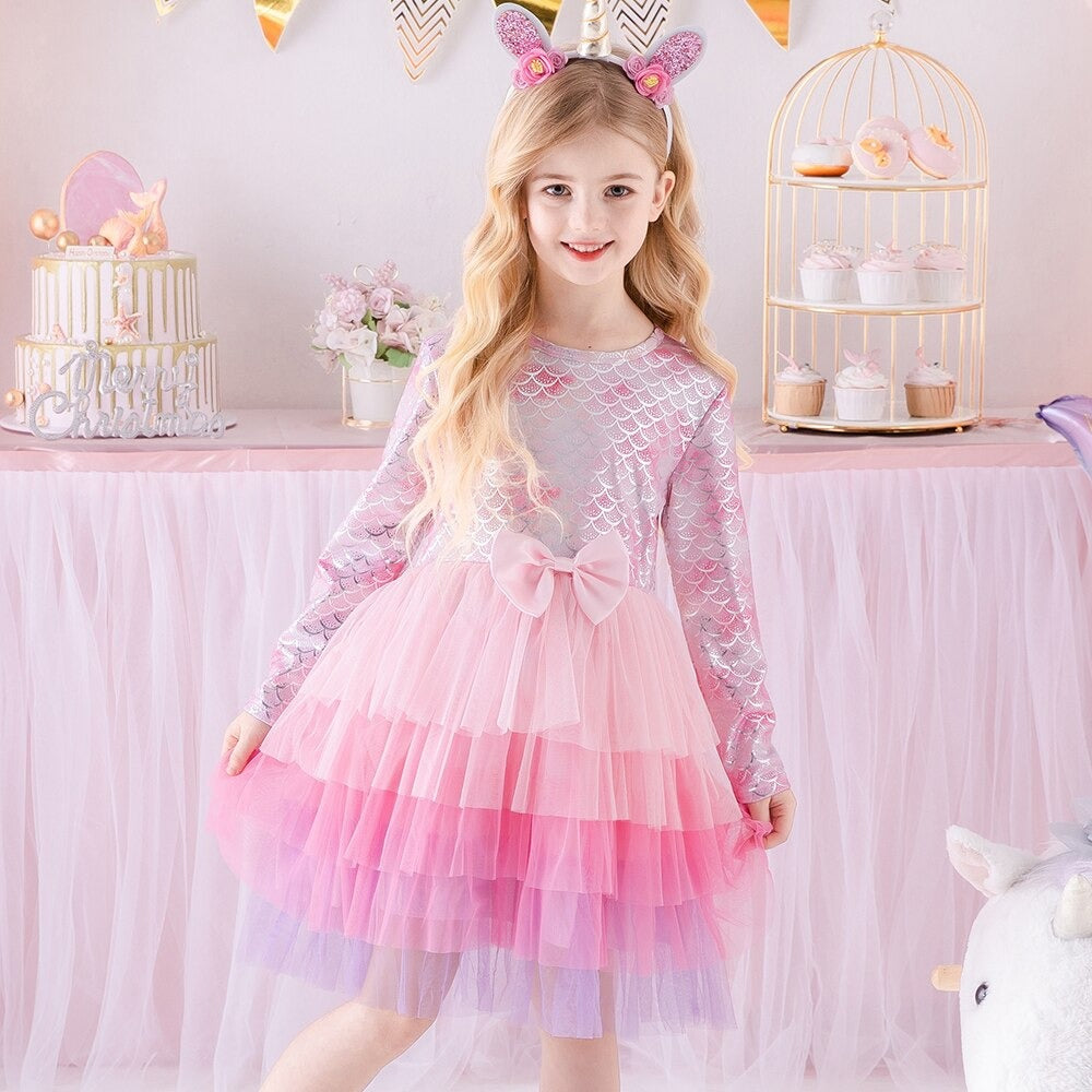 Vestido de Sereia Manga Longa - 2 a 8 anos