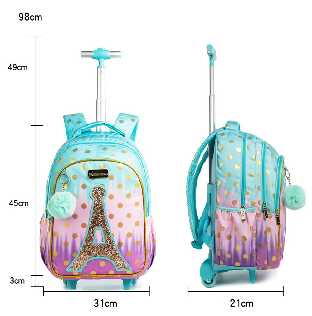 Mochila Escolar Infantil de Paris com Rodinhas