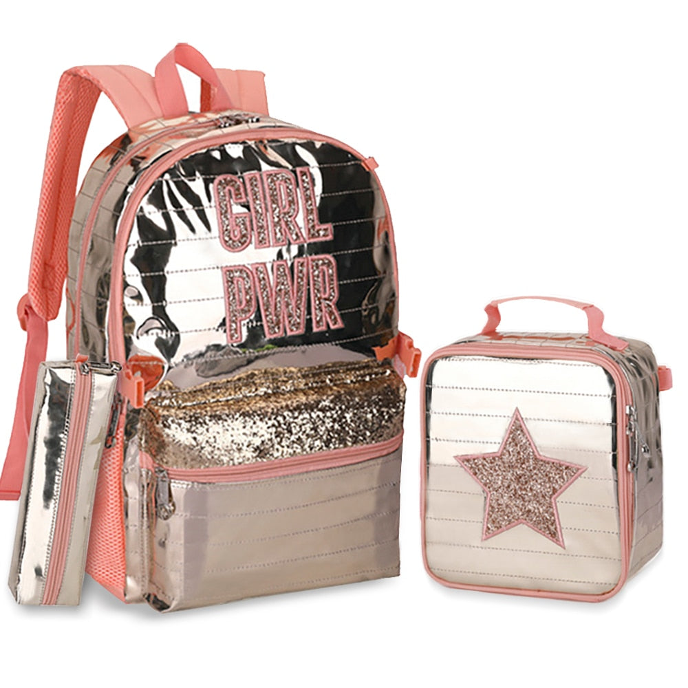 Kit Mochila Escolar Infantil Coloridas e Brilhantes