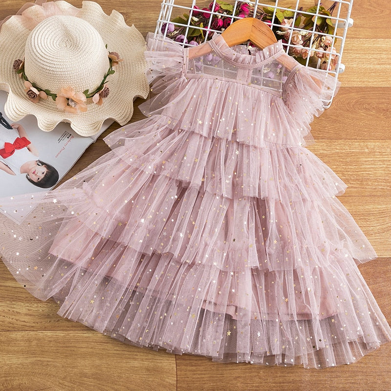 Vestido com Detalhes em Tule - 3 a 8 anos