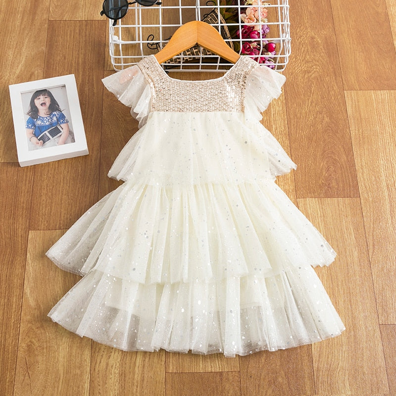 Vestido com Detalhes em Tule - 3 a 8 anos