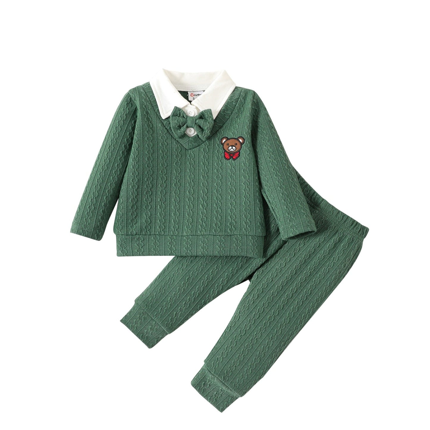 Conjunto Manga Longa Verde Ursinho - 3 a 24 meses