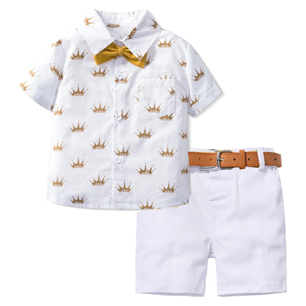 Conjunto de Verão Branco Para Meninos - 12 Meses a 4 Anos