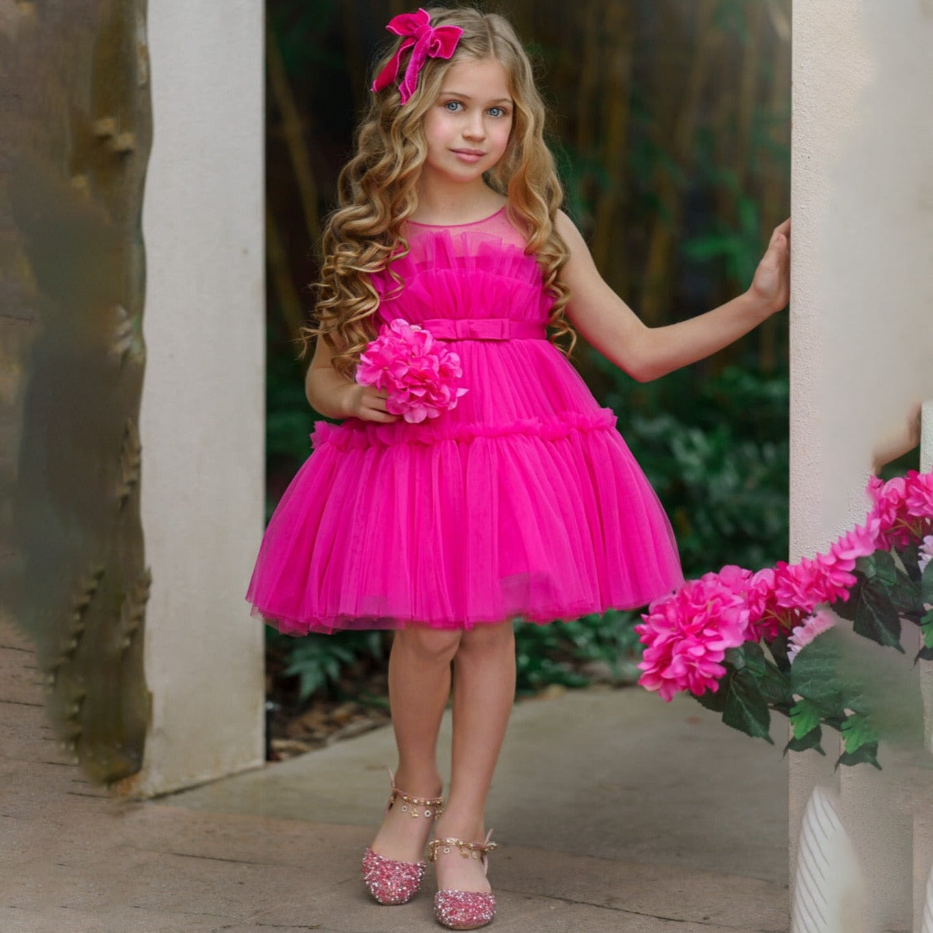 Vestido Rosa com Luzes LED - 1 a 6 anos
