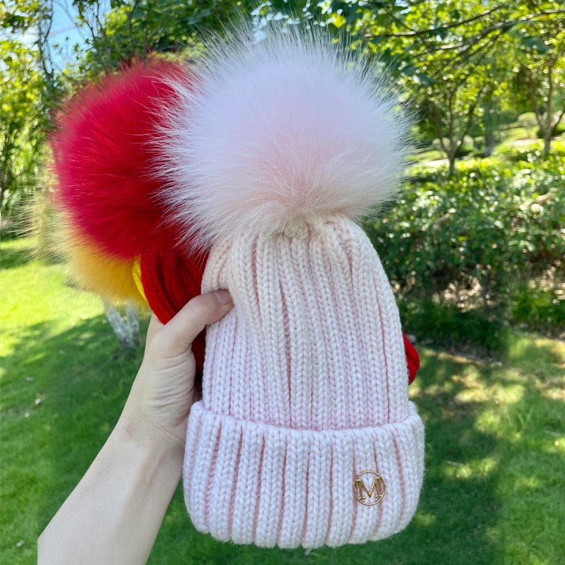 Gorro em Malha com Pompom - Infantil e Adulto