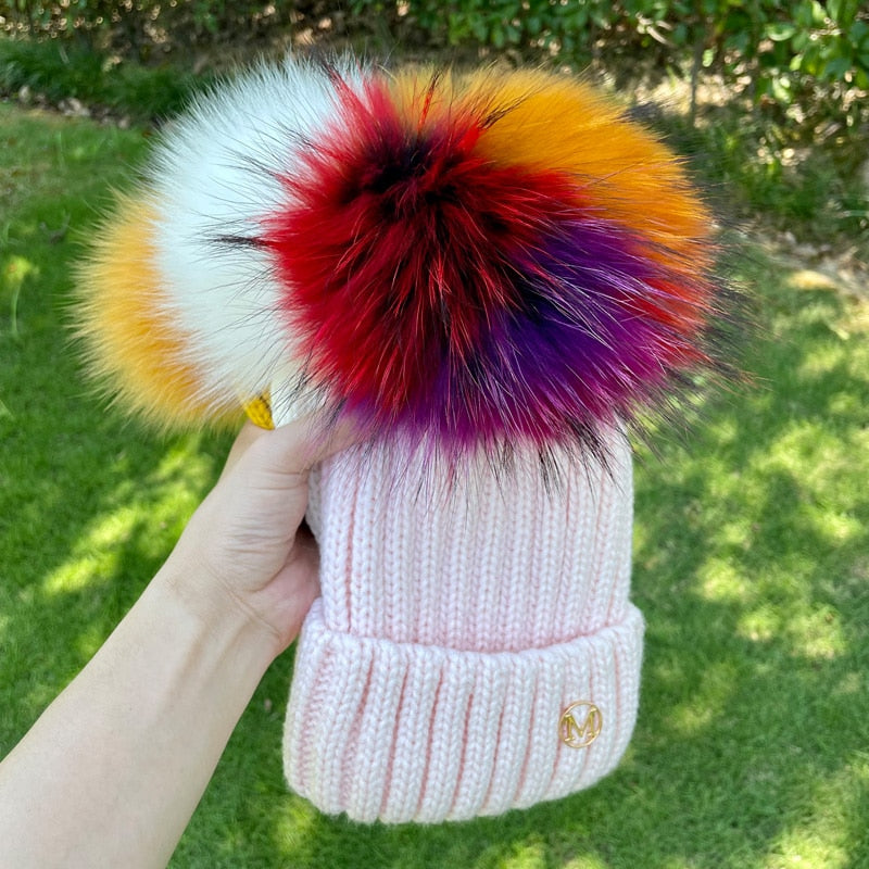 Gorro em Malha com Pompom - Infantil e Adulto