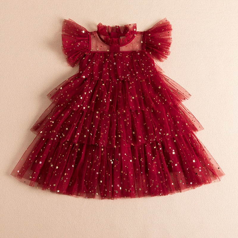 Vestido com Detalhes em Tule - 3 a 8 anos