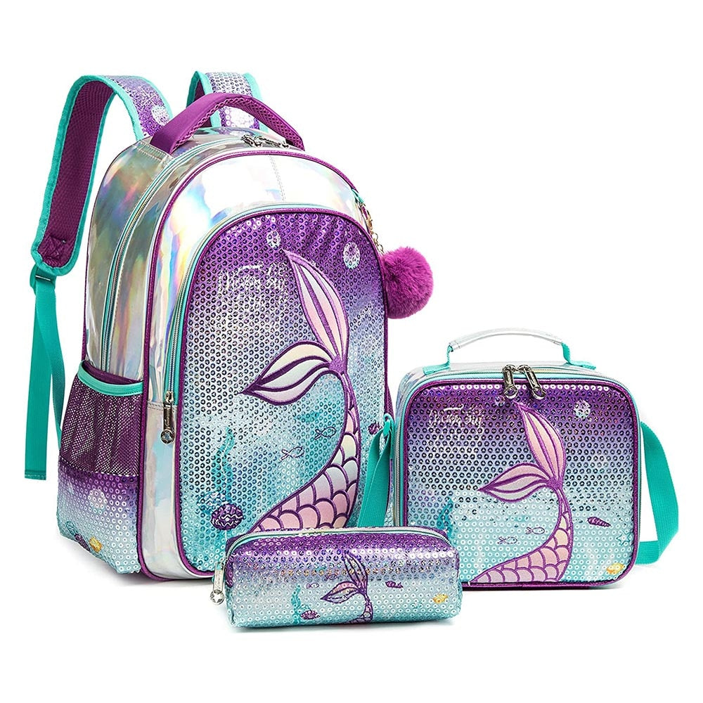 Kit Mochila Escolar Infantil Sereia