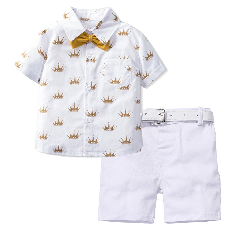 Conjunto de Verão Branco Para Meninos - 12 Meses a 4 Anos
