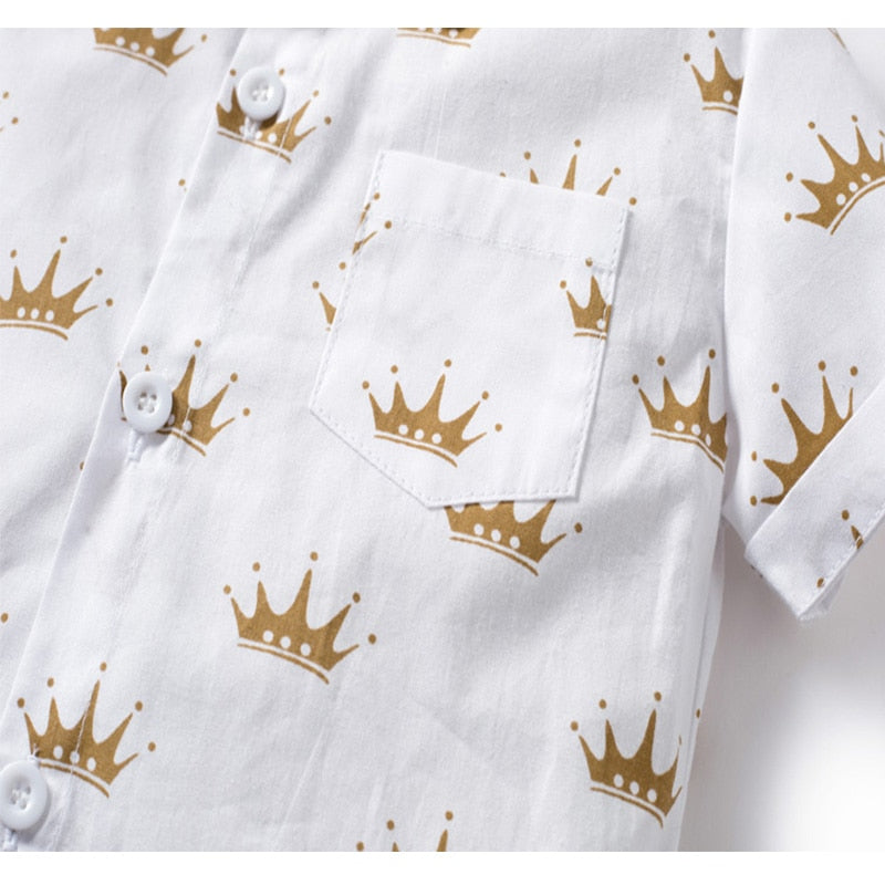 Conjunto de Verão Branco Para Meninos - 12 Meses a 4 Anos