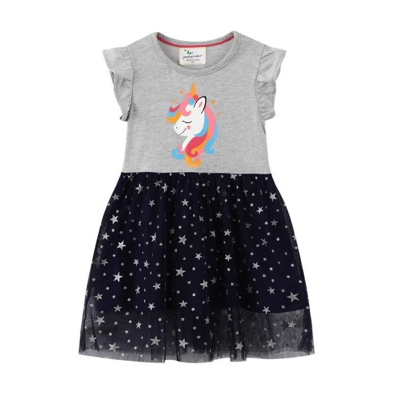 Vestido do unicórnio para meninas - 2 a 7 anos