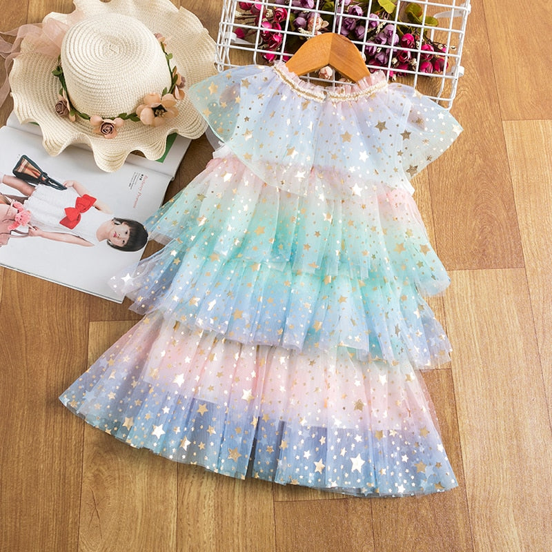 Vestido com Detalhes em Tule - 3 a 8 anos