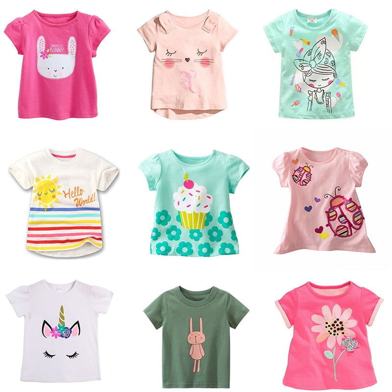 Blusas Para Meninas Com Desenho Animado - 2 a 9 anos