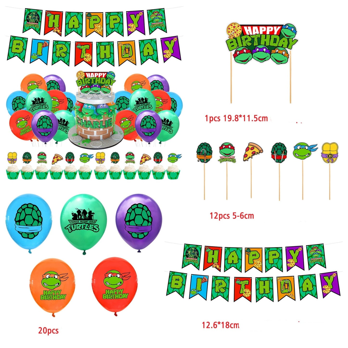 Pack de Decoração para Festa das Tartarugas Ninja