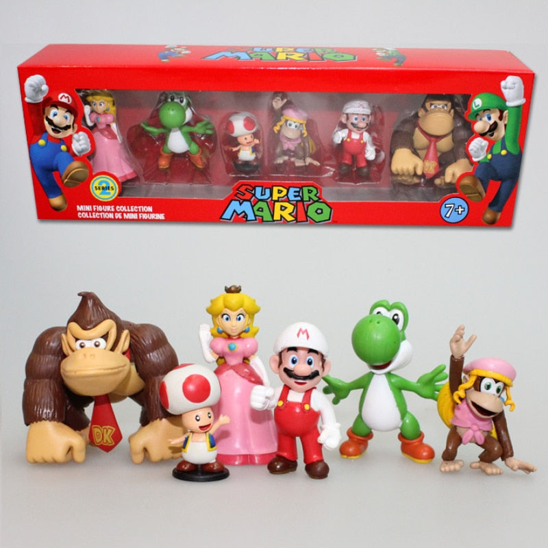 Pack com 6 Action Figures do Super Mario