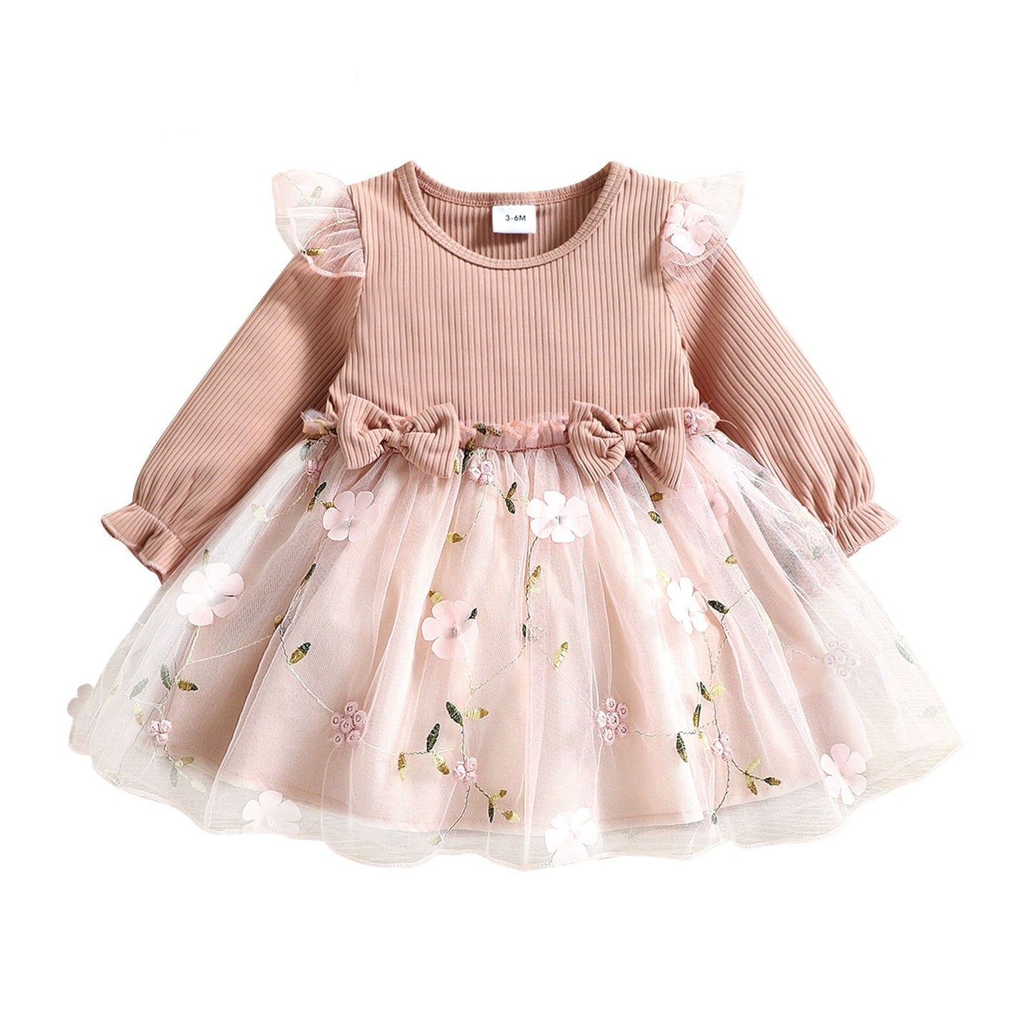 Vestido Manga Longa com Saia de Tutu Florida - 3 meses a 3 anos