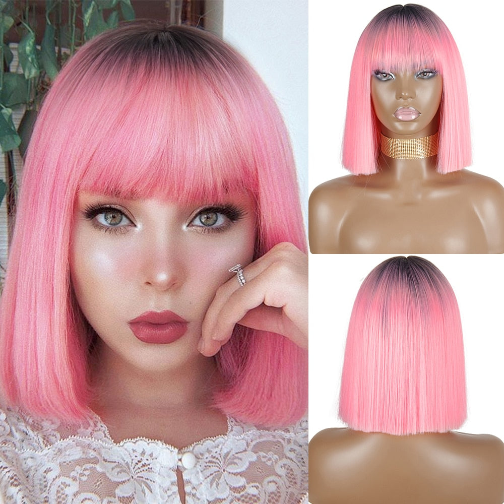 Peruca Feminina de Cabelo Sintético