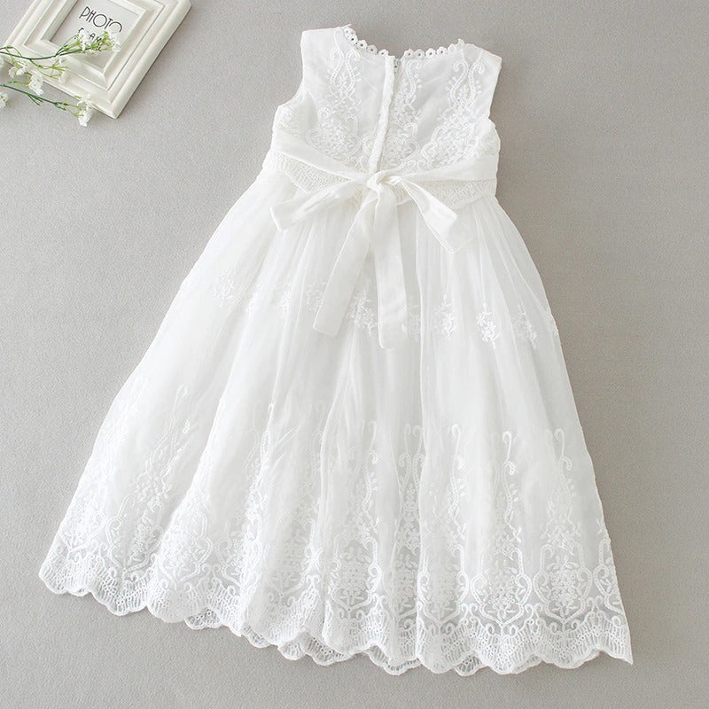 Vestido manga curta mandrião para batizado - 3 meses a 2 anos