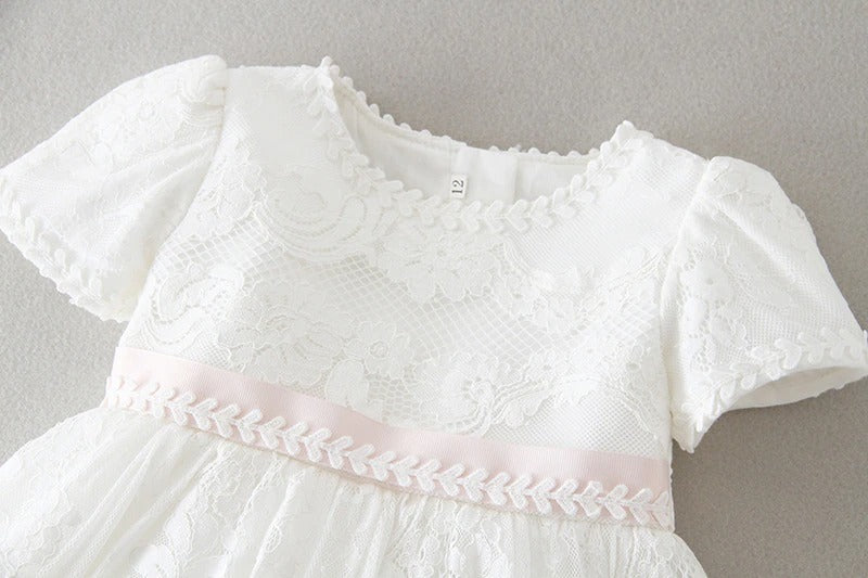 Vestido de Renda Mandrião Para Batizado - 3 Meses a 2 Anos