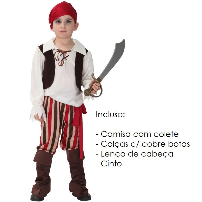 Fantasia Infantil de Pirata para Meninos - 110 a 140 cm