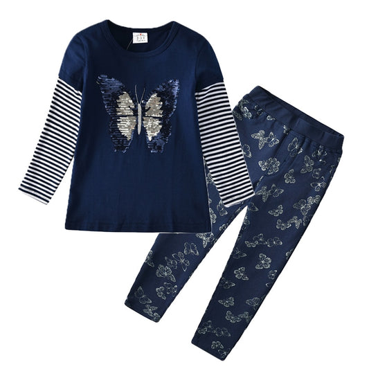 Conjunto Camisa Manga Longa e Calça Azul Marinho - 3 a 12 anos