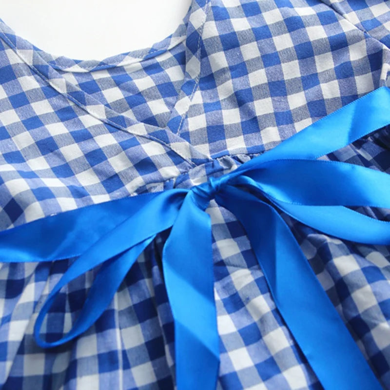 Vestido Azul Xadrez - 2 a 9 anos