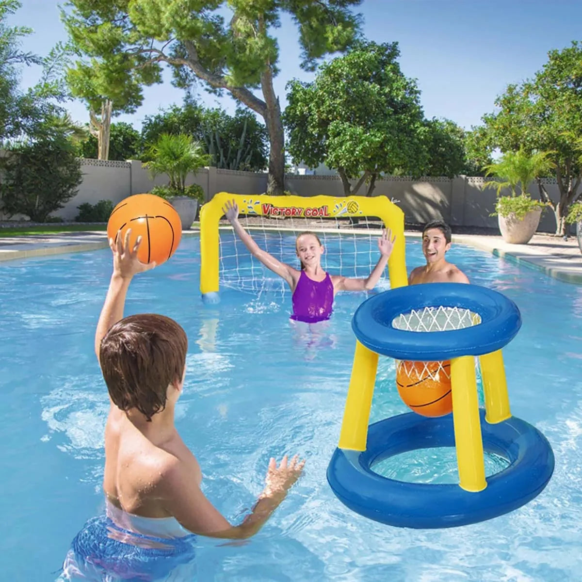 Cesta de Basquete Inflável para Piscina