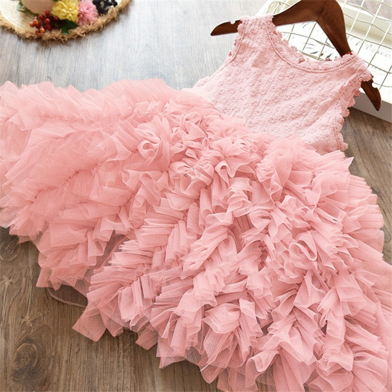Vestido Sem Mangas com Saia de Tule - 3 a 8 anos