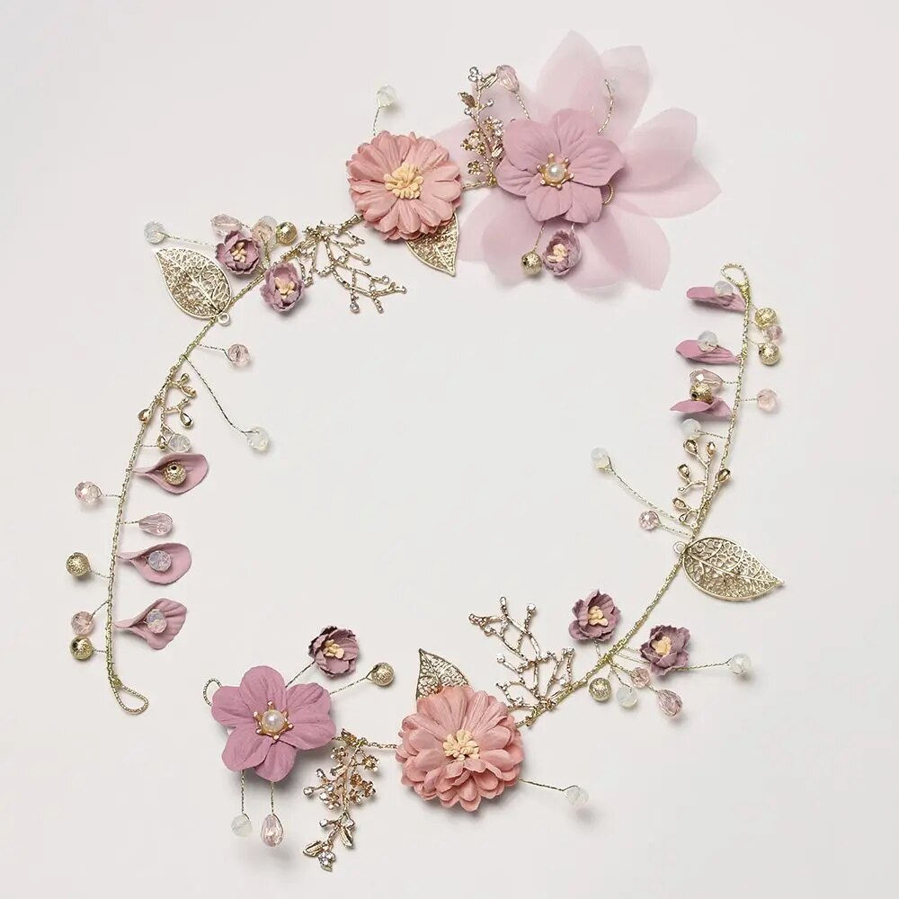 Tiara com Pérolas e Flores