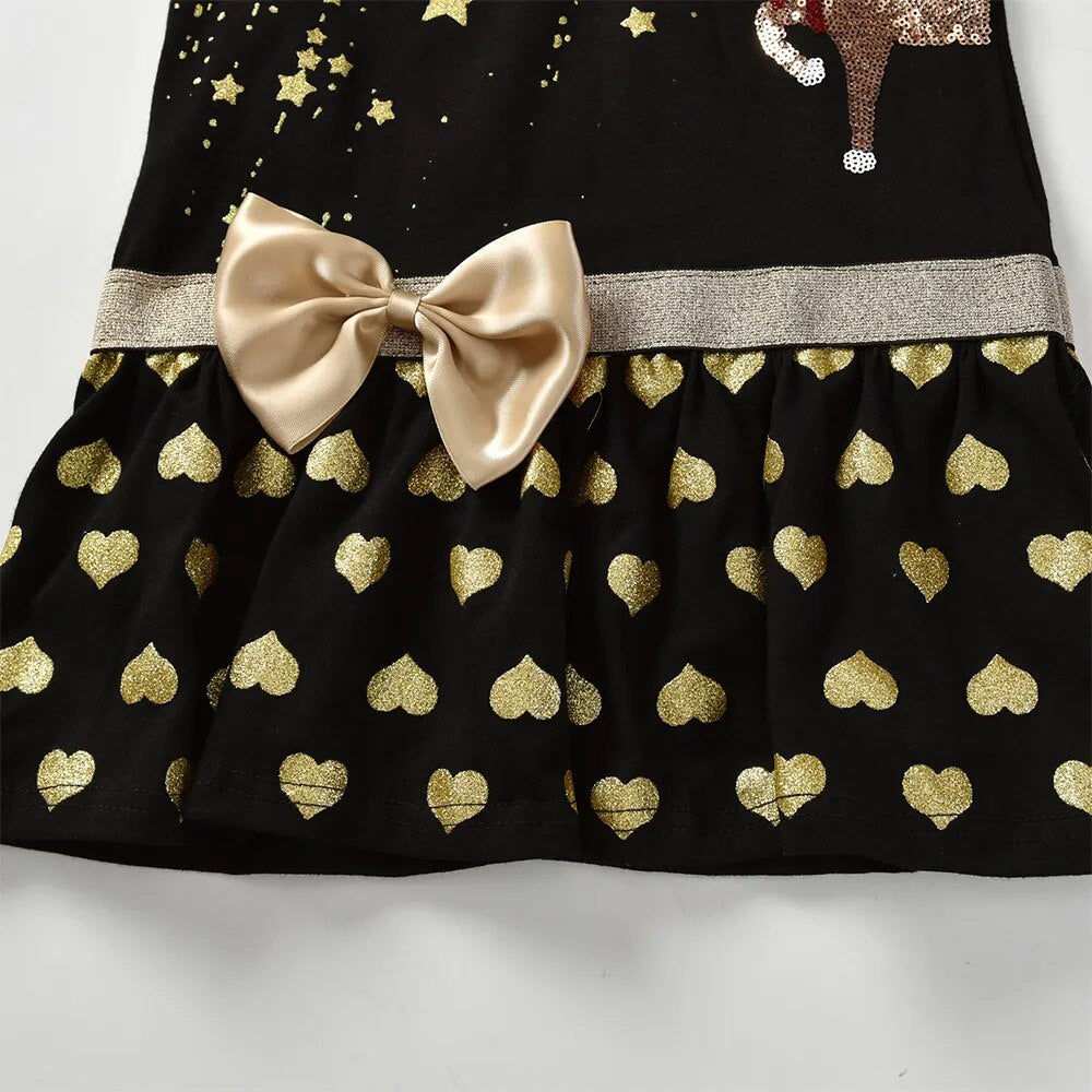 Vestido Dourado Natalino - 3 a 12 anos