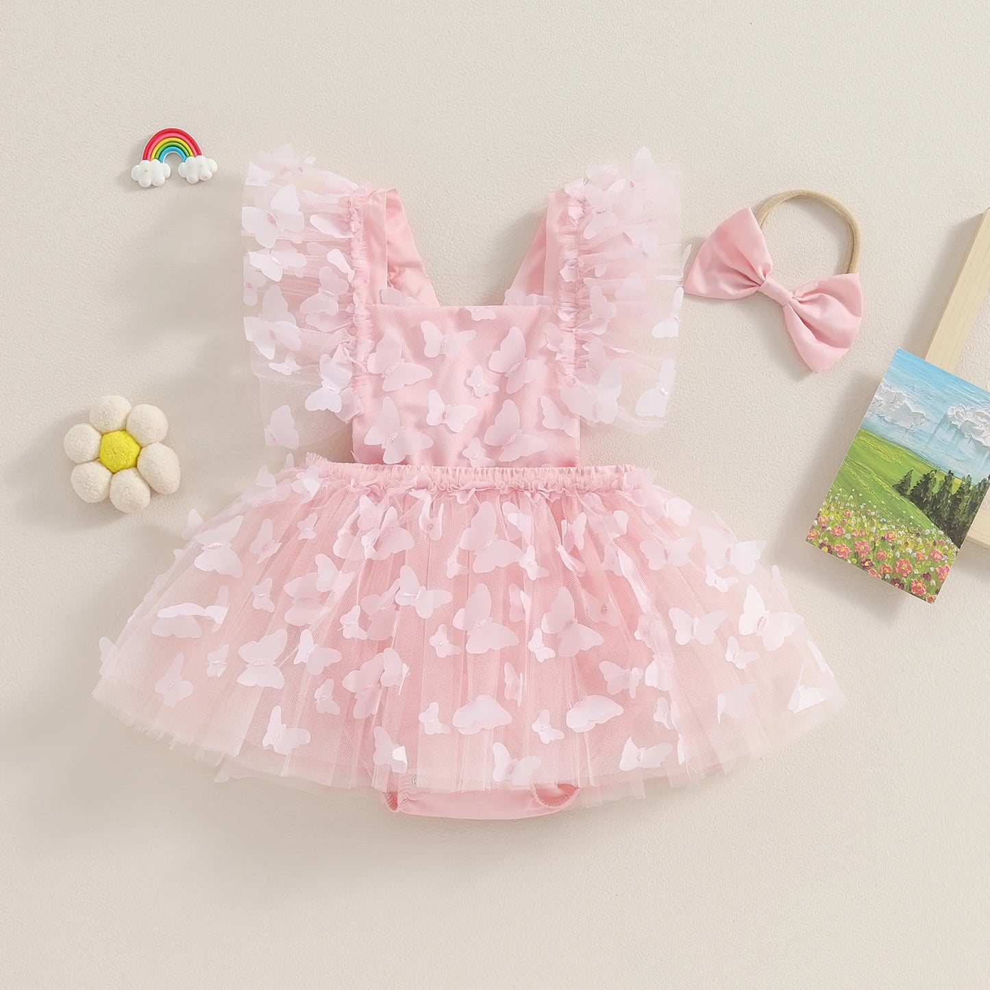 Vestido de Tutu com Borboletas - 6 a 24 meses