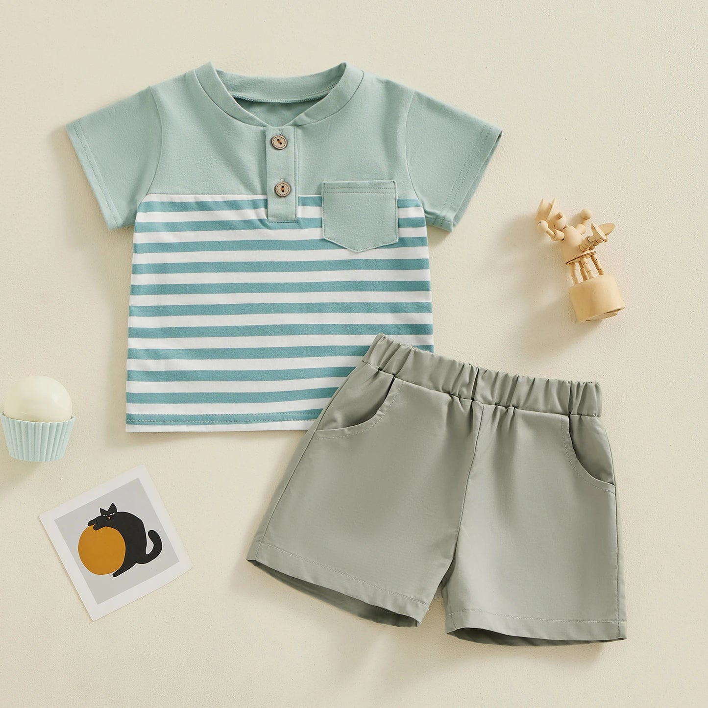 Conjunto Listrado - 6 meses a 3 anos