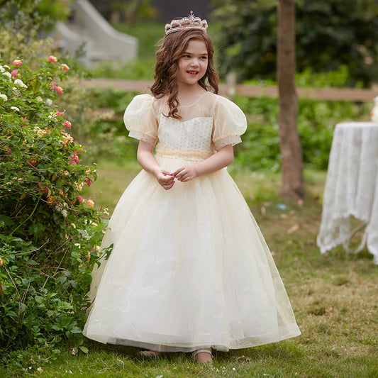 Vestido Longo com Manga Curta - 5 a 12 anos