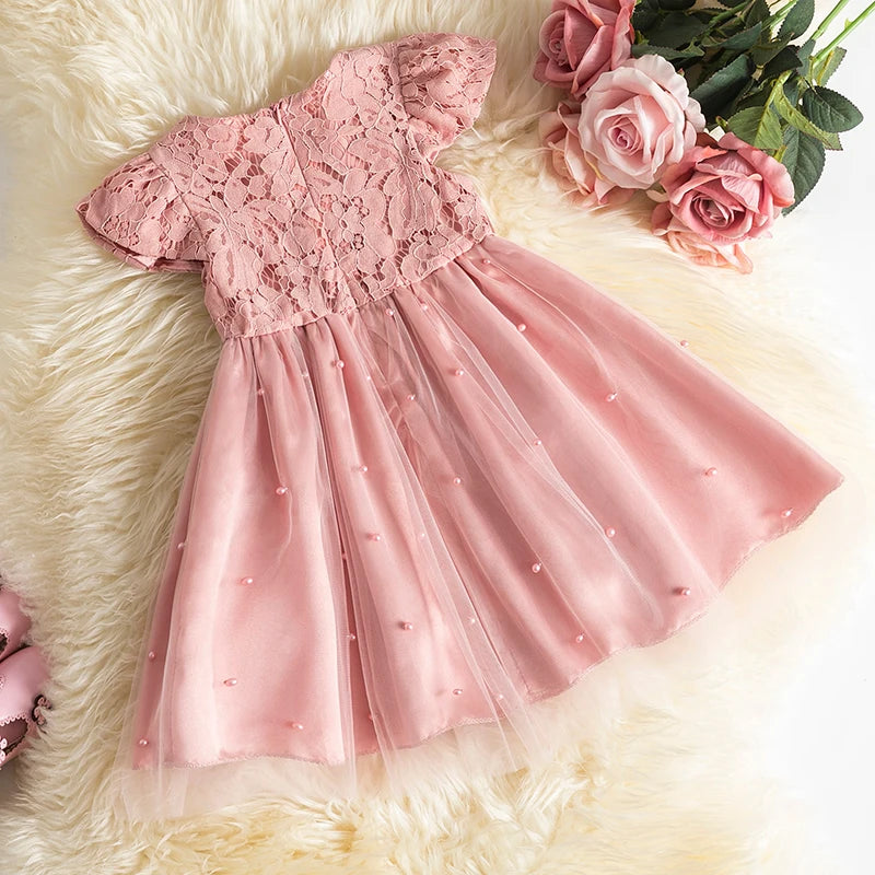 Vestido com Laço Rosa - 9 meses a 5 anos