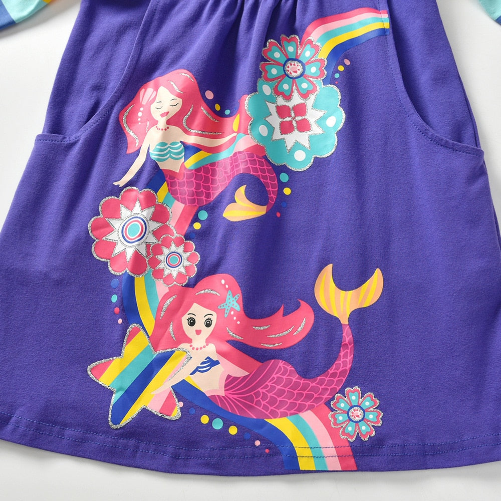 Vestido Manga Longa Colorido Coleção Nuvem - 3 a 12 anos