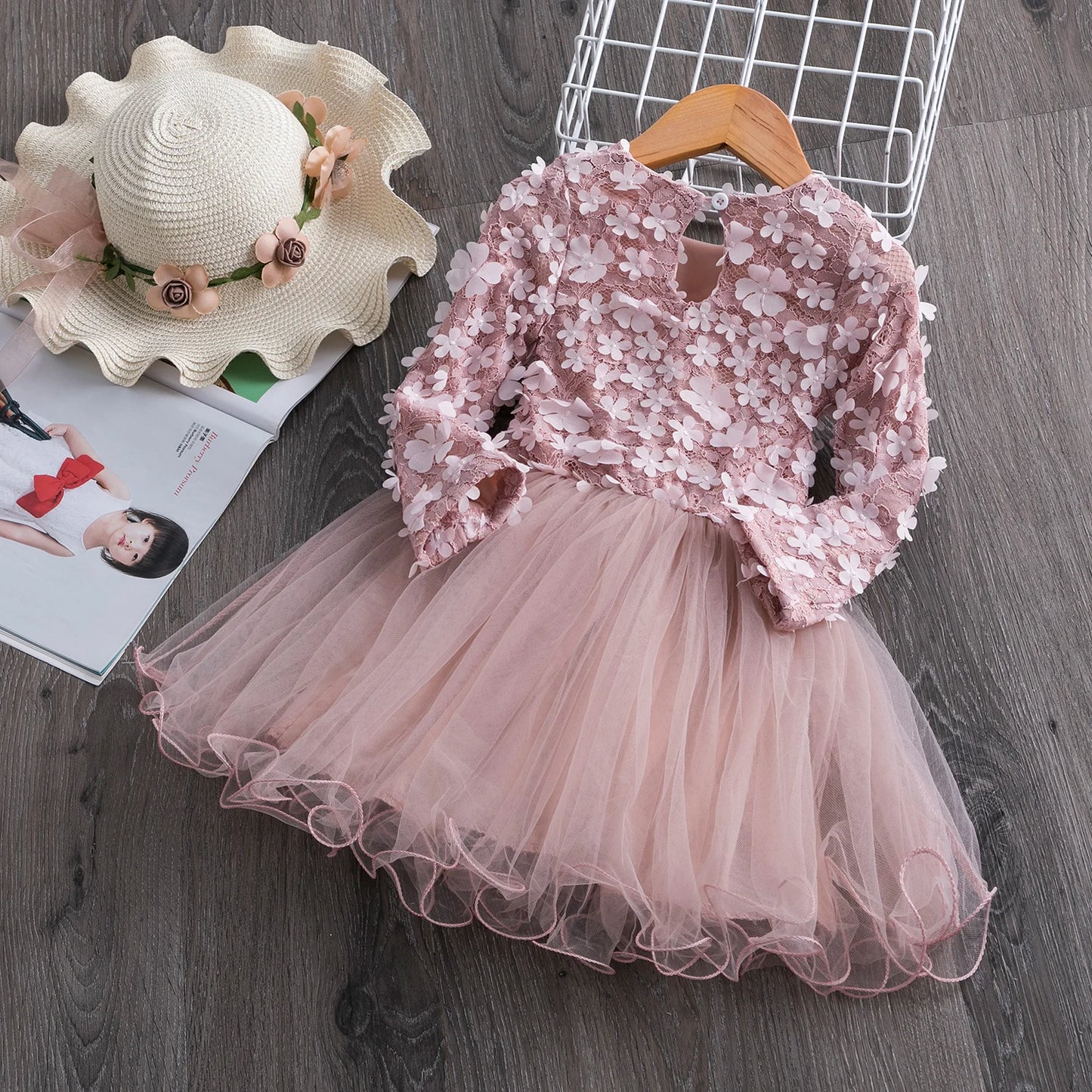 Vestido Floral com Tutu - 3 a 8 anos