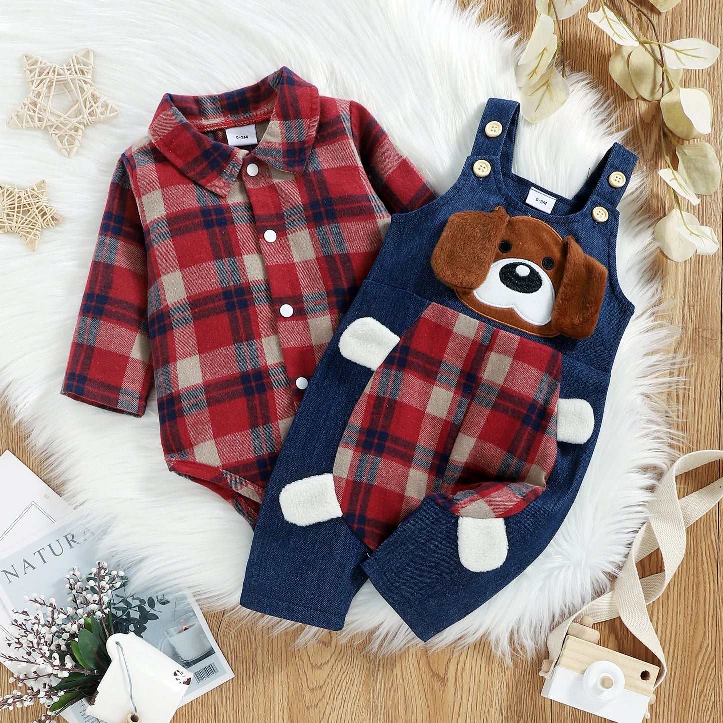 Conjunto Camisa e Jardineira Xadrez - RN a 18 meses