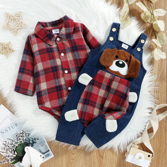 Conjunto Camisa e Jardineira Xadrez - RN a 18 meses