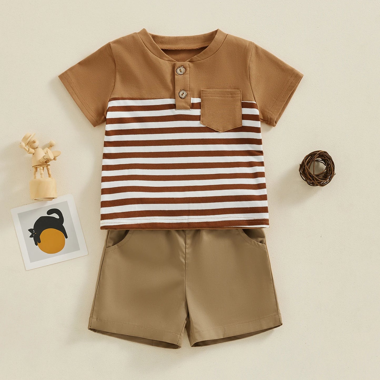 Conjunto Listrado - 6 meses a 3 anos
