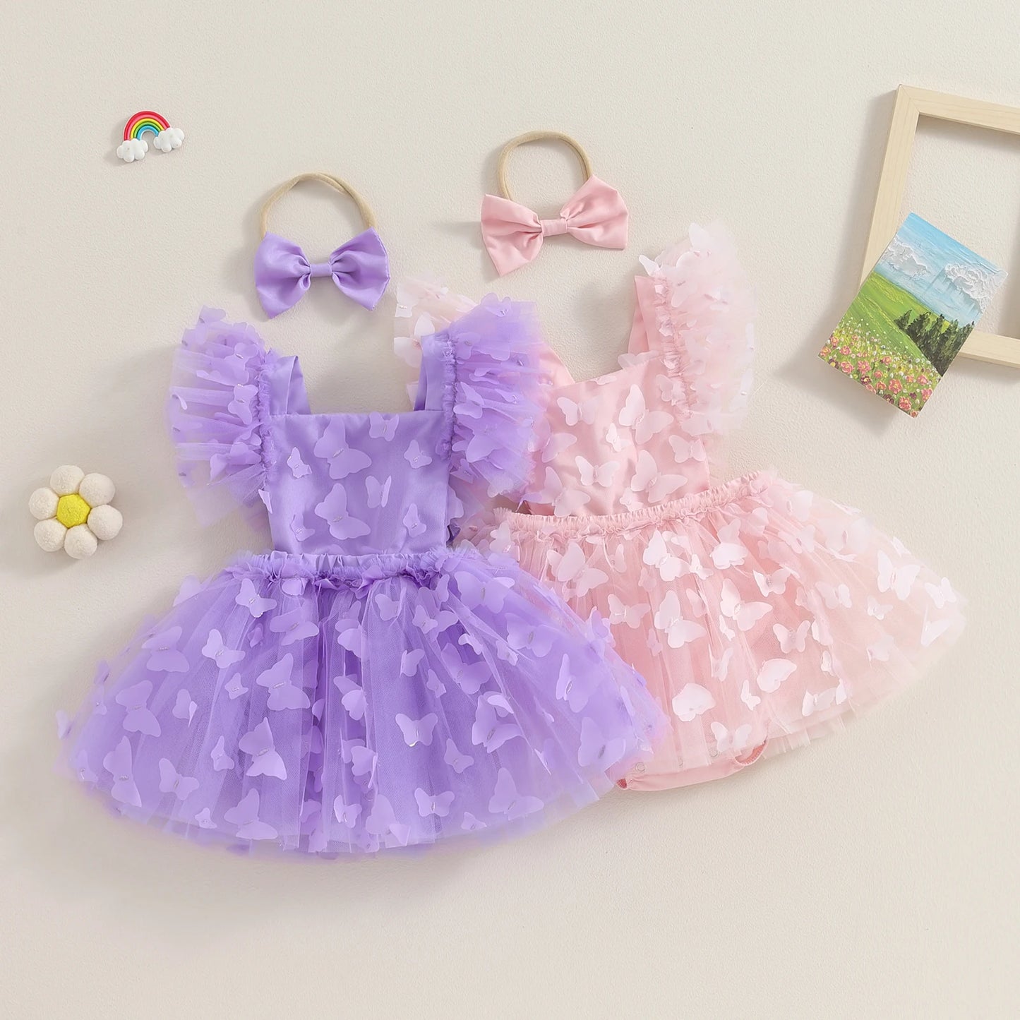 Vestido de Tutu com Borboletas - 6 a 24 meses