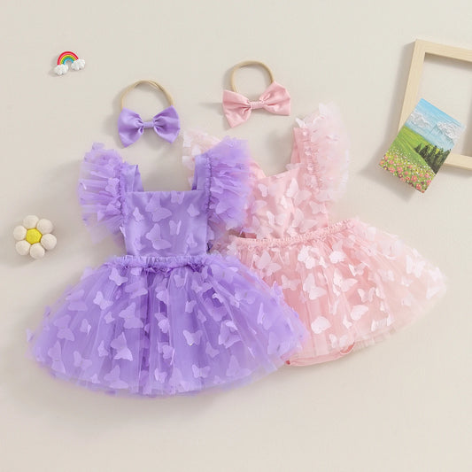 Vestido de Tutu com Borboletas - 6 a 24 meses